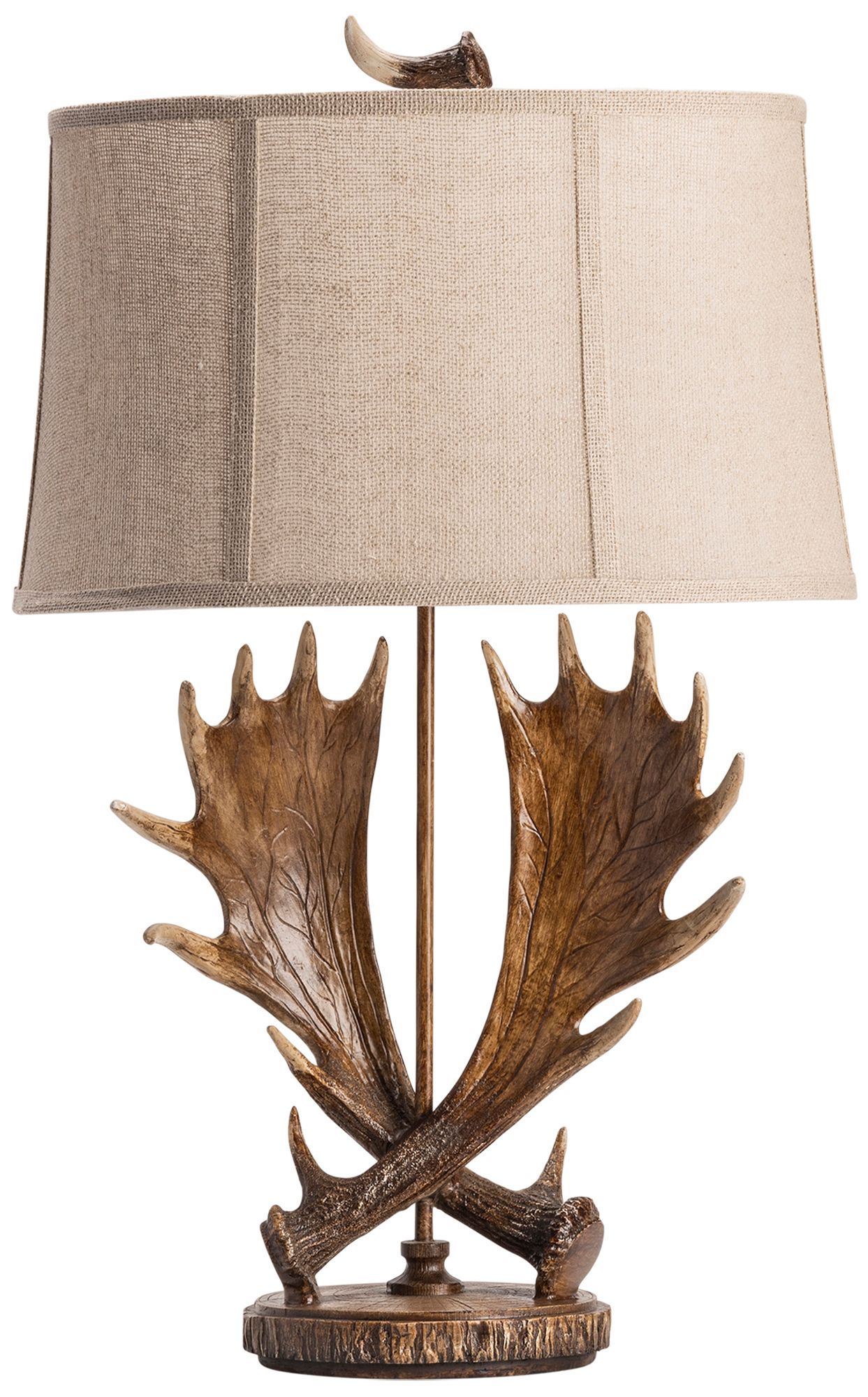 32.25"H Faux Antler Table Lamp with Textured Fabric Shade