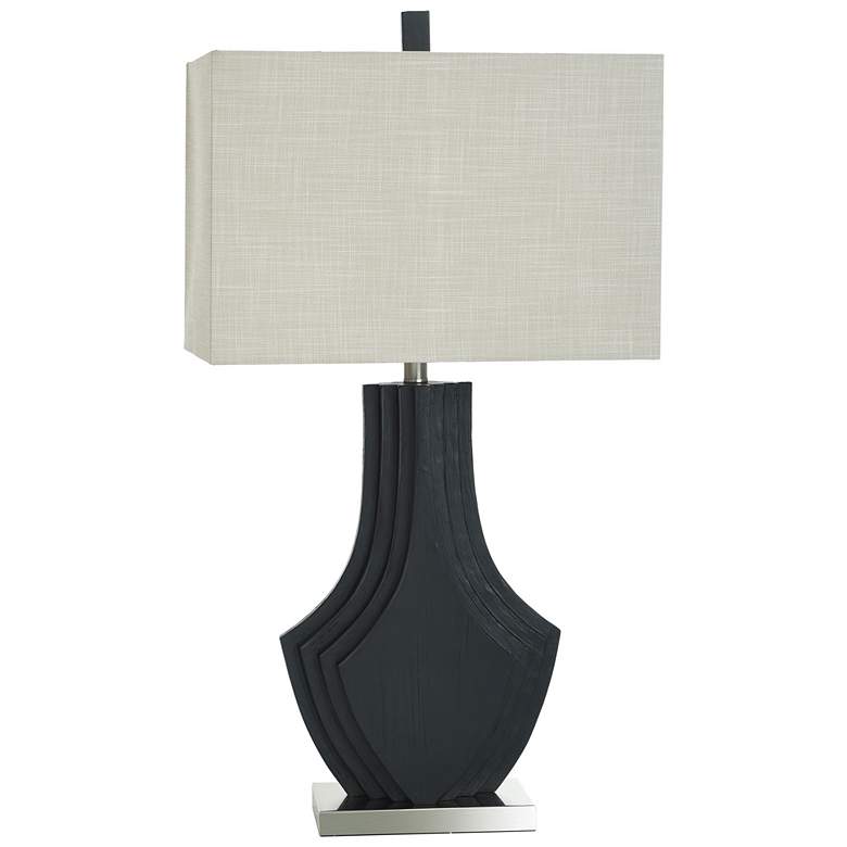 Image 2 32.5" High Matte Black Layered Table Lamp With Natural Shade