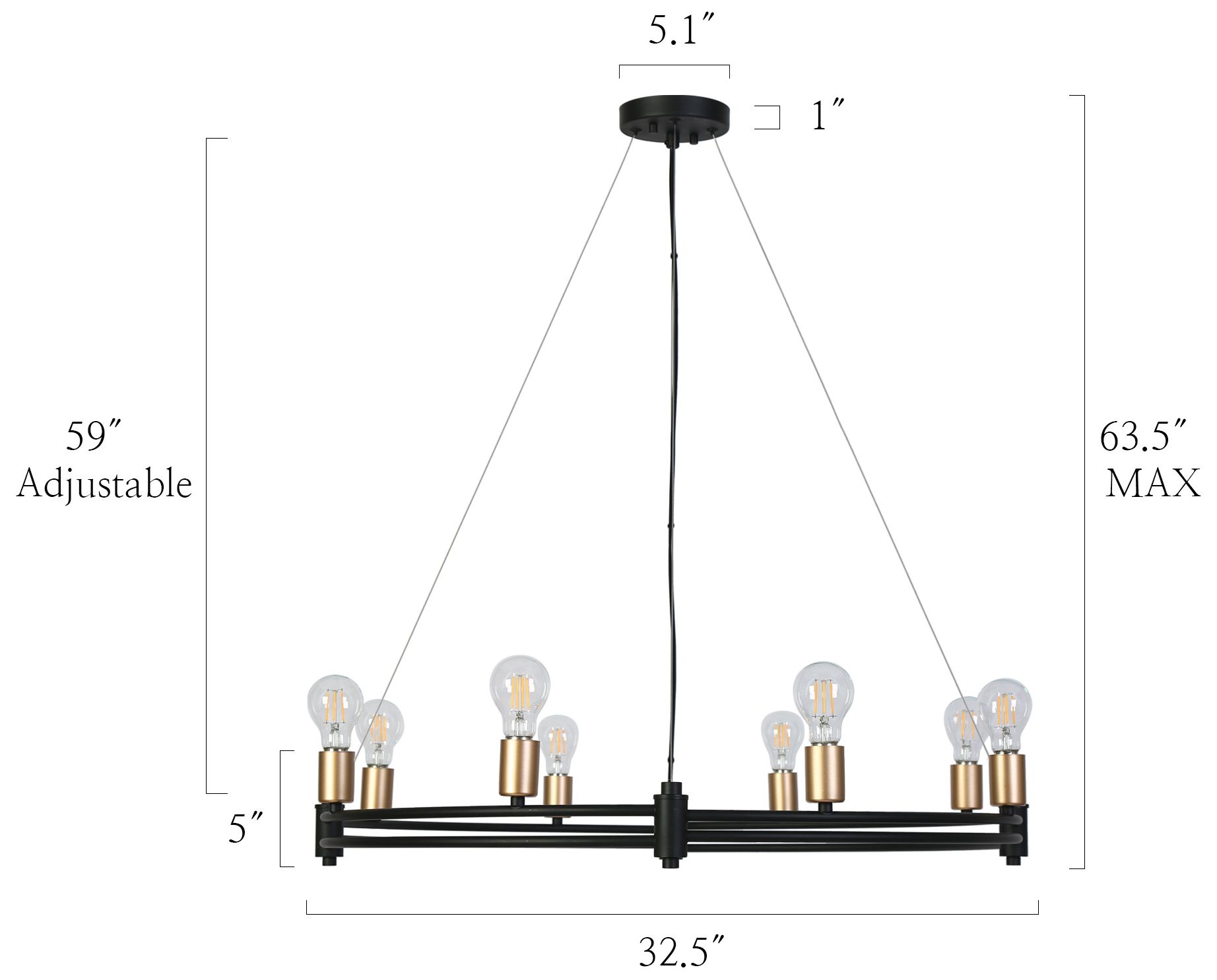 Image 2 32.5"W 8-Light Black Metal Wheel Chandelier more views