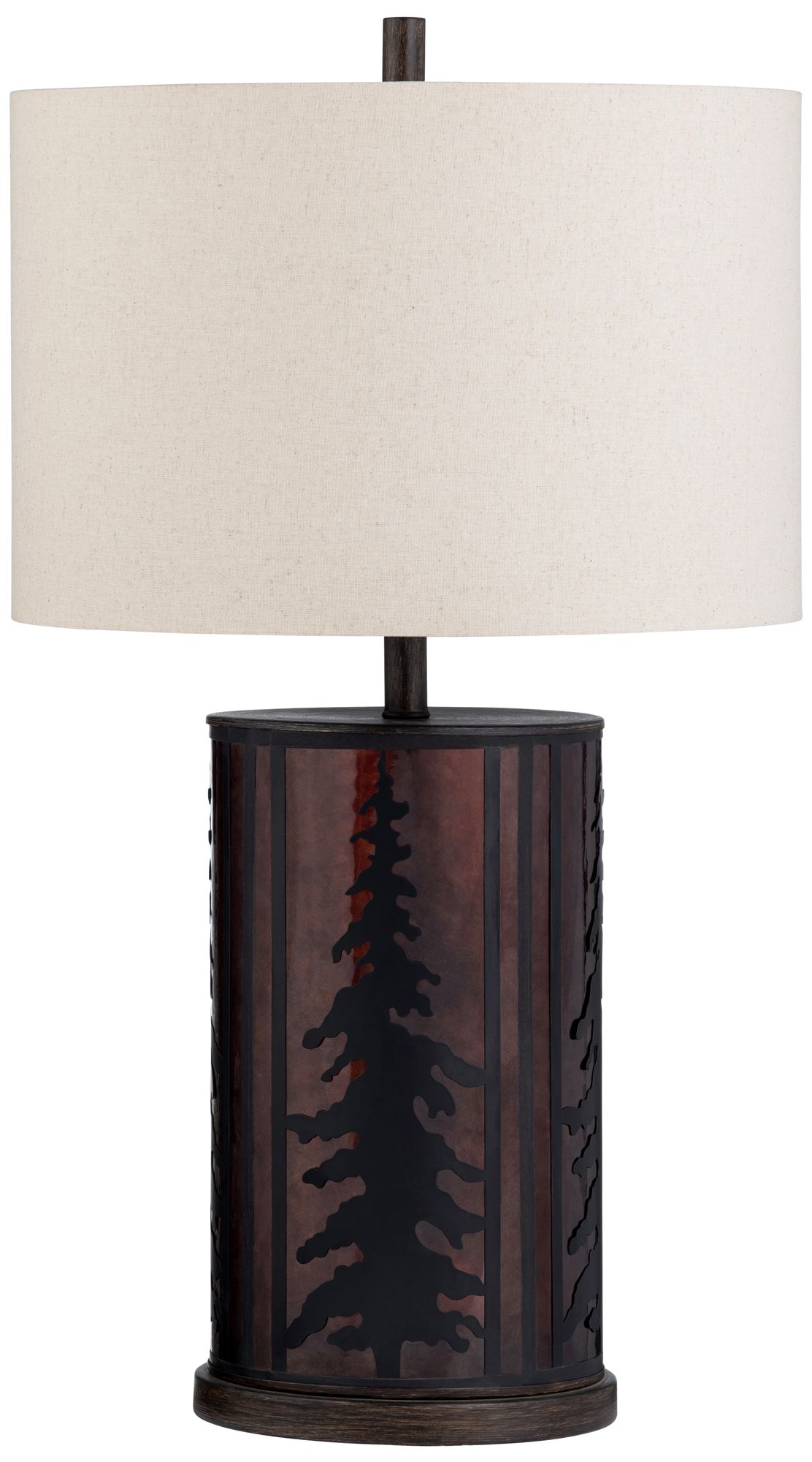 32"H Metal Table Lamp with Cream Linen Shade