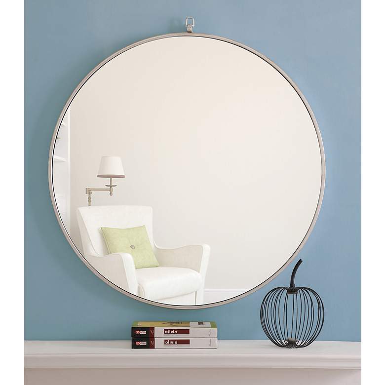 Image 1 32-in W x 32-in H Metal Frame Round Wall Mirror in Silver