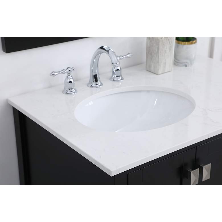 Image 5 32-Inch Black Single Sink Bathroom Vanity with Calacatta White Quartz Top more views