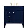 2_32-Inch Blue Single Sink Bathroom Vanity with Carrara White Marble Top