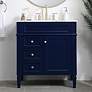 1_32-Inch Blue Single Sink Bathroom Vanity with Carrara White Marble Top