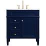 3_32-Inch Blue Single Sink Bathroom Vanity with Carrara White Marble Top more views