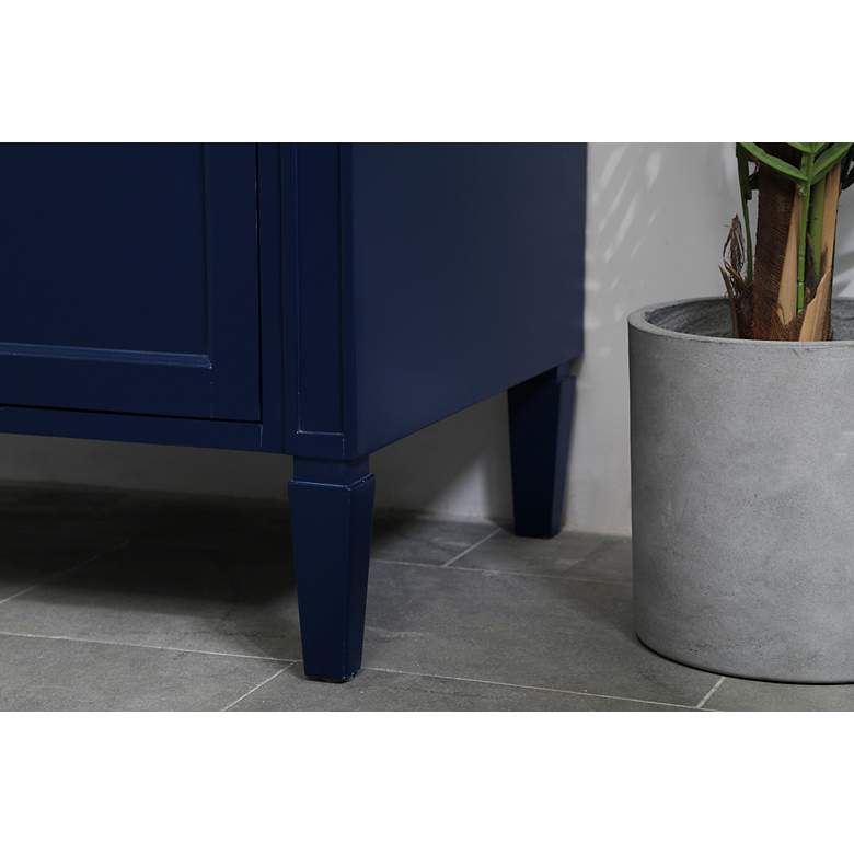 Image 6 32-Inch Blue Single Sink Bathroom Vanity with Carrara White Marble Top more views