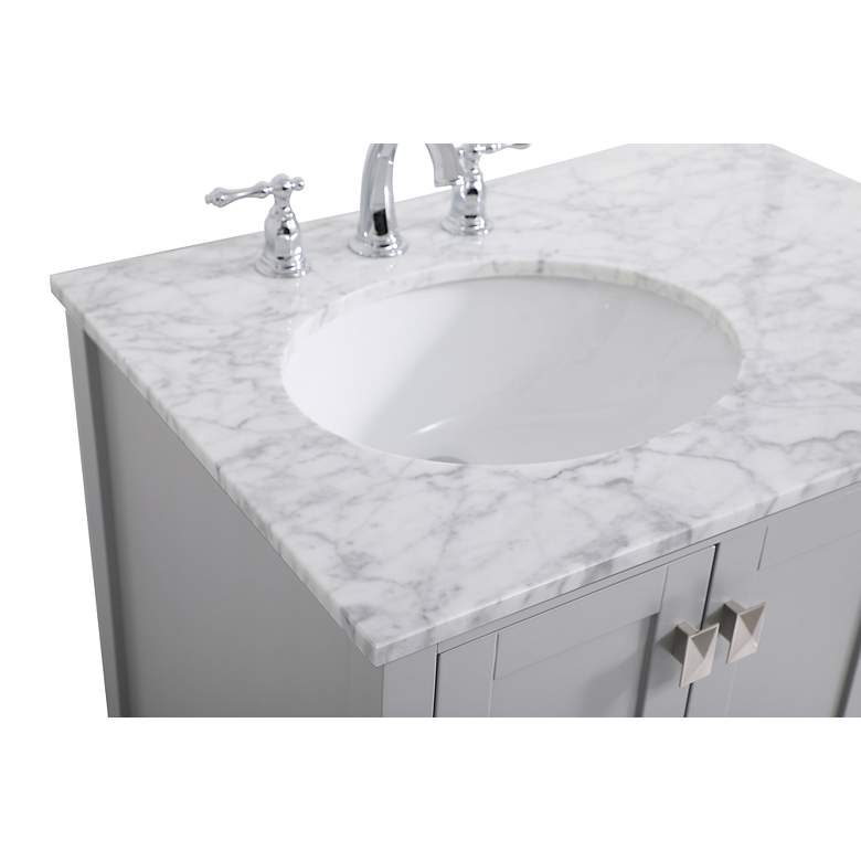 Image 6 32-Inch Grey Single Sink Bathroom Vanity With Carrara White Marble Top more views