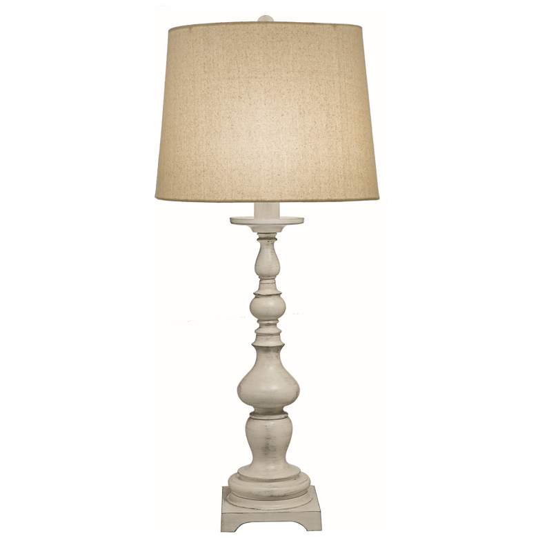 Image 1 32" H Distressed White Ballast Table Lamp