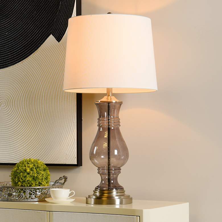 Image 1 32" High Smoked Grey Seeded Glass Table Lamp