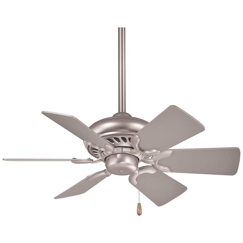 Image 1 32 inch Minka Supra Brushed Steel Ceiling Fan with Pull Chain