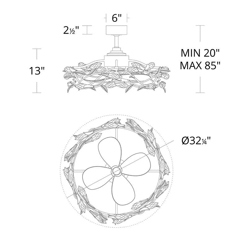 Image 6 32" Schonbek Secret Garden Black LED Smart Fandelier more views