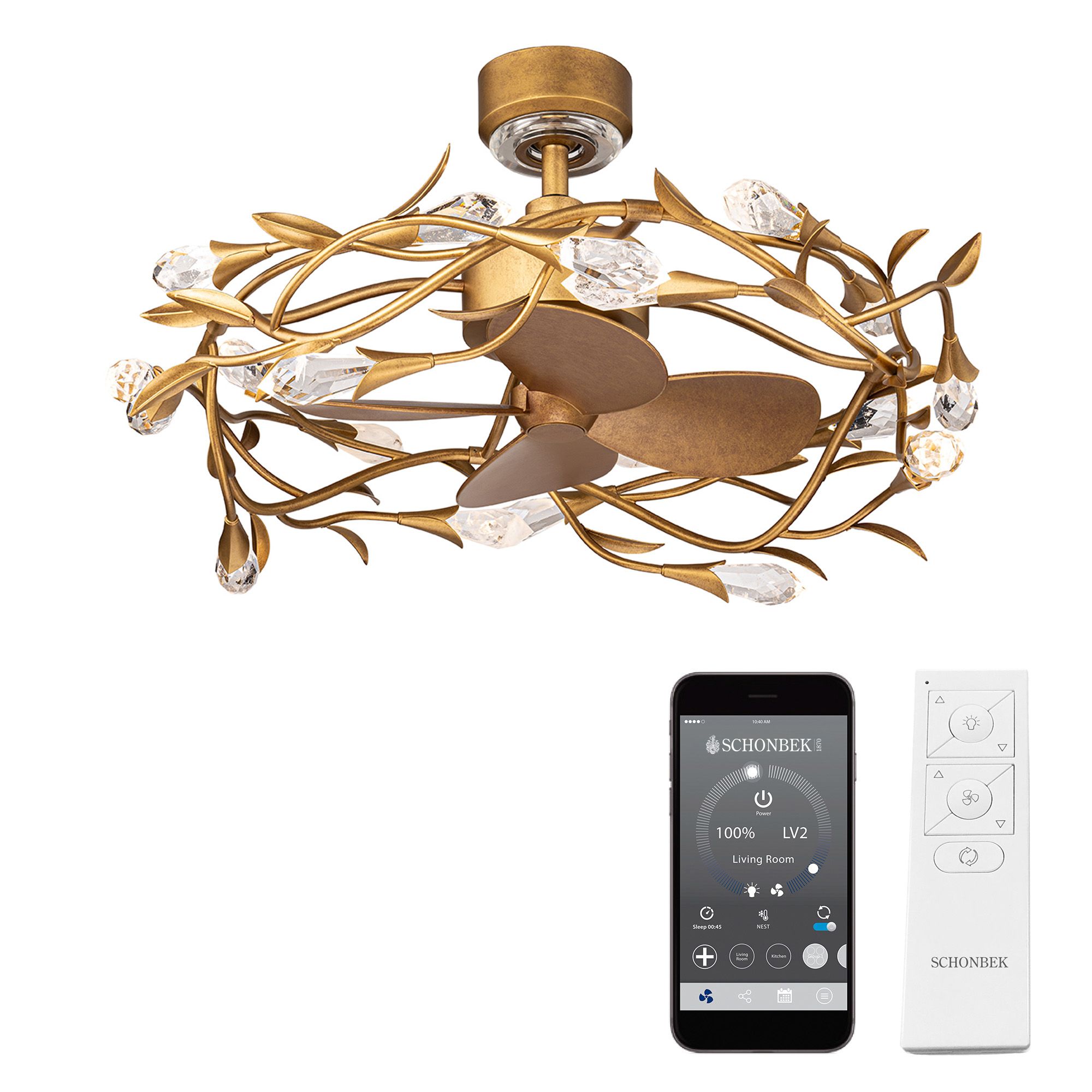 Image 2 32" Schonbek Secret Garden French Gold Smart Fandelier