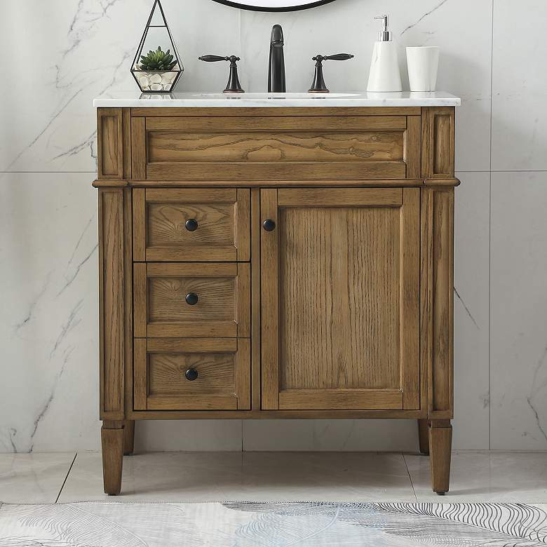 Image 1 32 Inch Single Bathroom Vanity In Driftwood