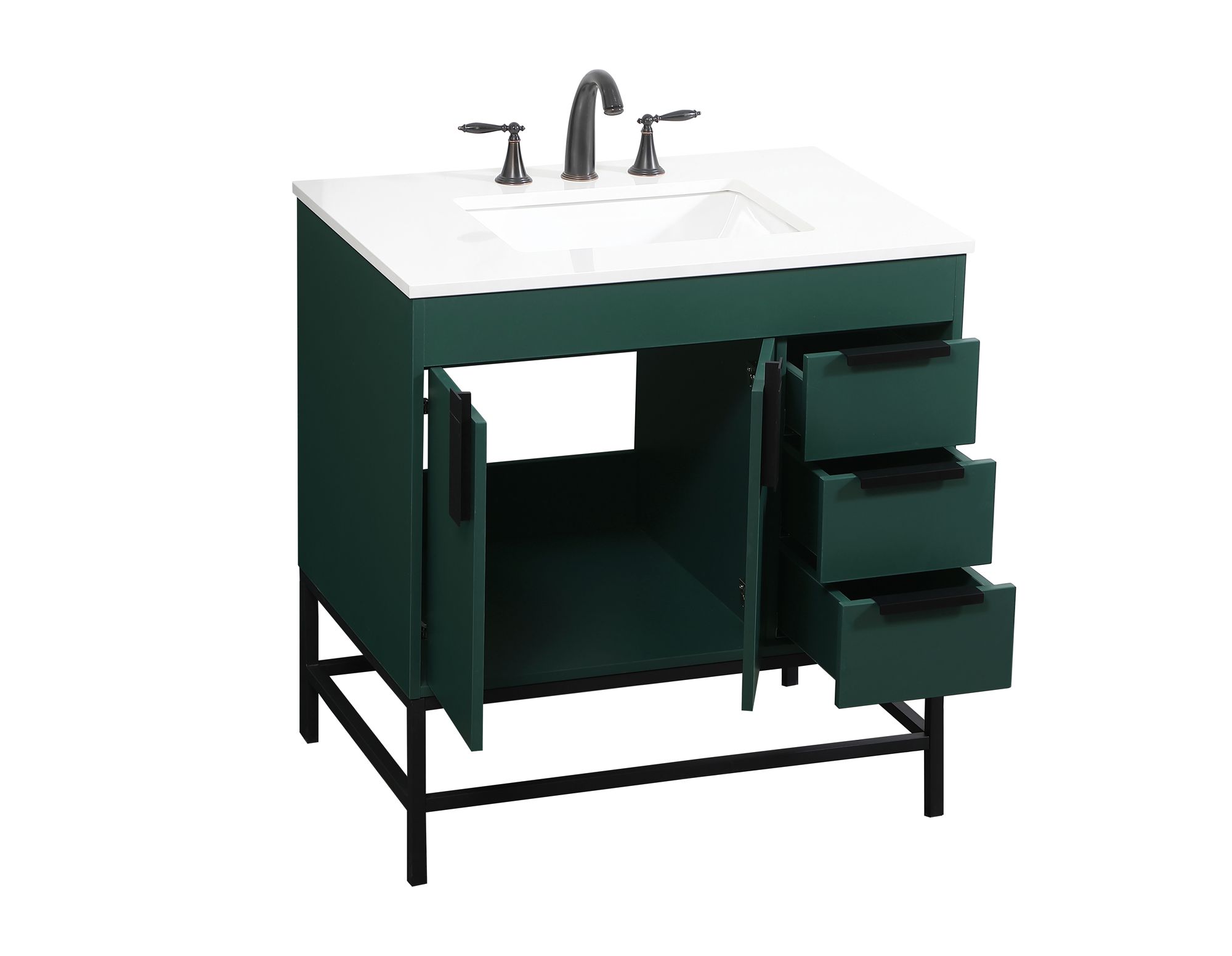 32 Inch Single Bathroom Vanity In Green