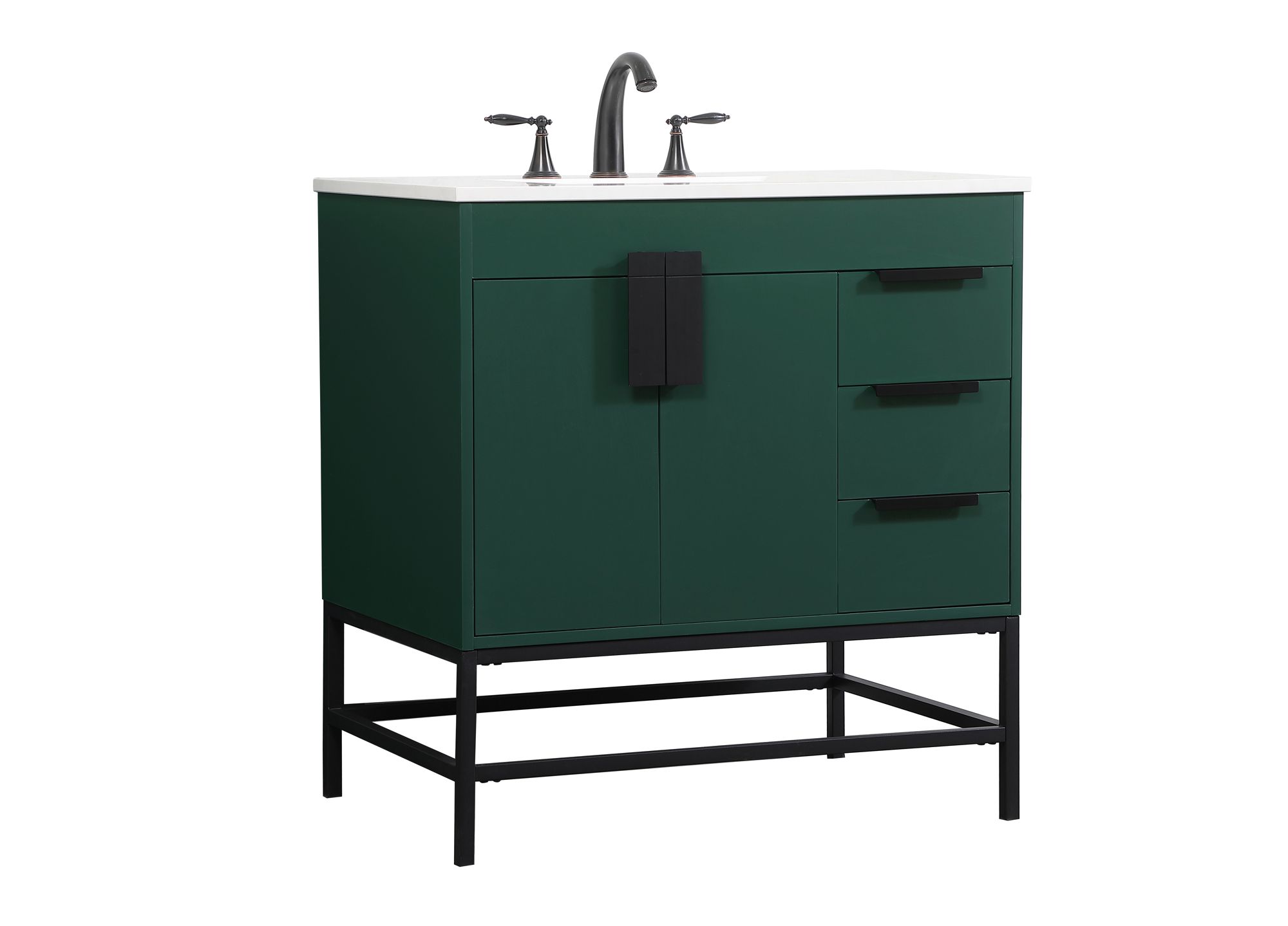 32 Inch Single Bathroom Vanity In Green