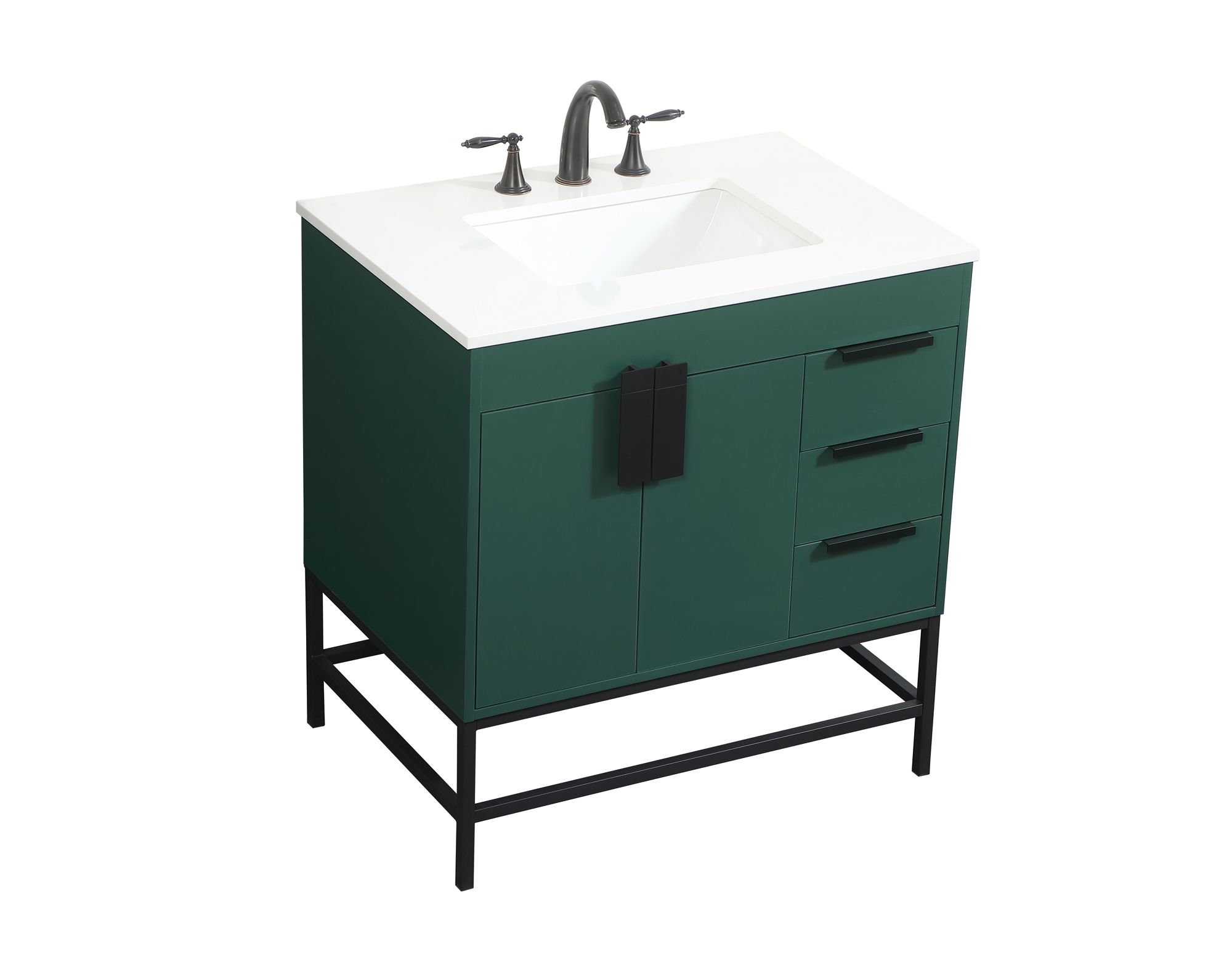 32 Inch Single Bathroom Vanity In Green