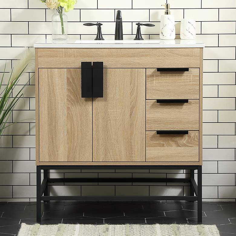 Image 1 32 Inch Single Bathroom Vanity In Mango Wood