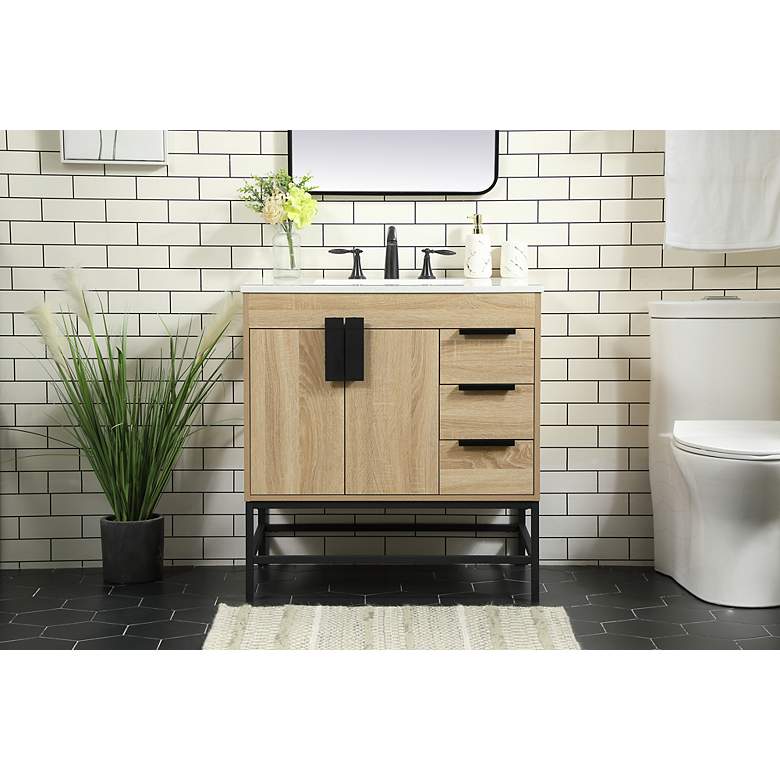 Image 3 32 Inch Single Bathroom Vanity In Mango Wood more views