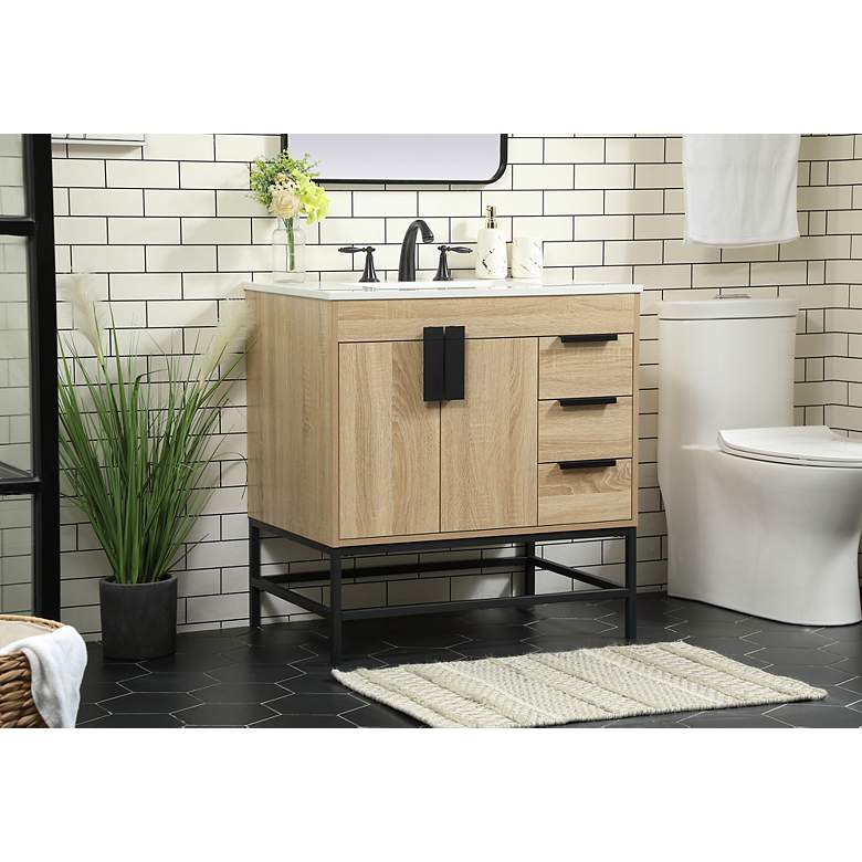 Image 4 32 Inch Single Bathroom Vanity In Mango Wood more views