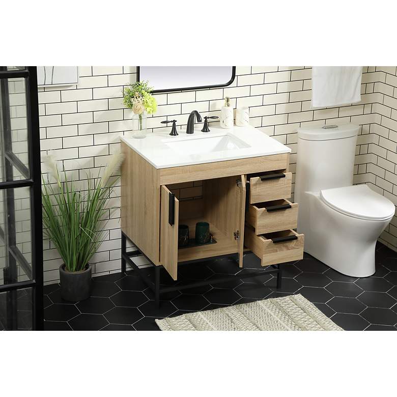 Image 5 32 Inch Single Bathroom Vanity In Mango Wood more views