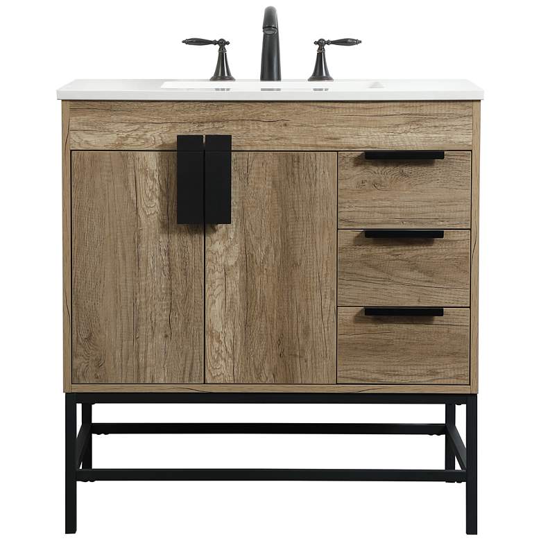Image 1 32 Inch Single Bathroom Vanity In Natural Oak