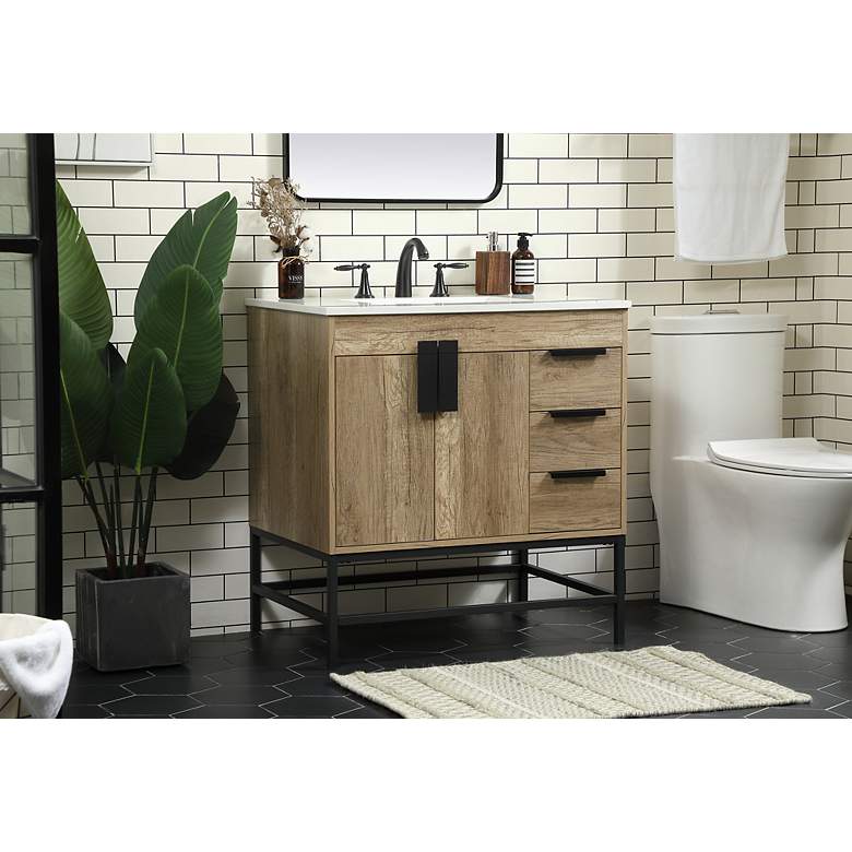 Image 4 32 Inch Single Bathroom Vanity In Natural Oak more views