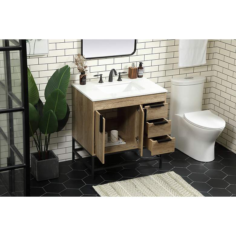 Image 5 32 Inch Single Bathroom Vanity In Natural Oak more views