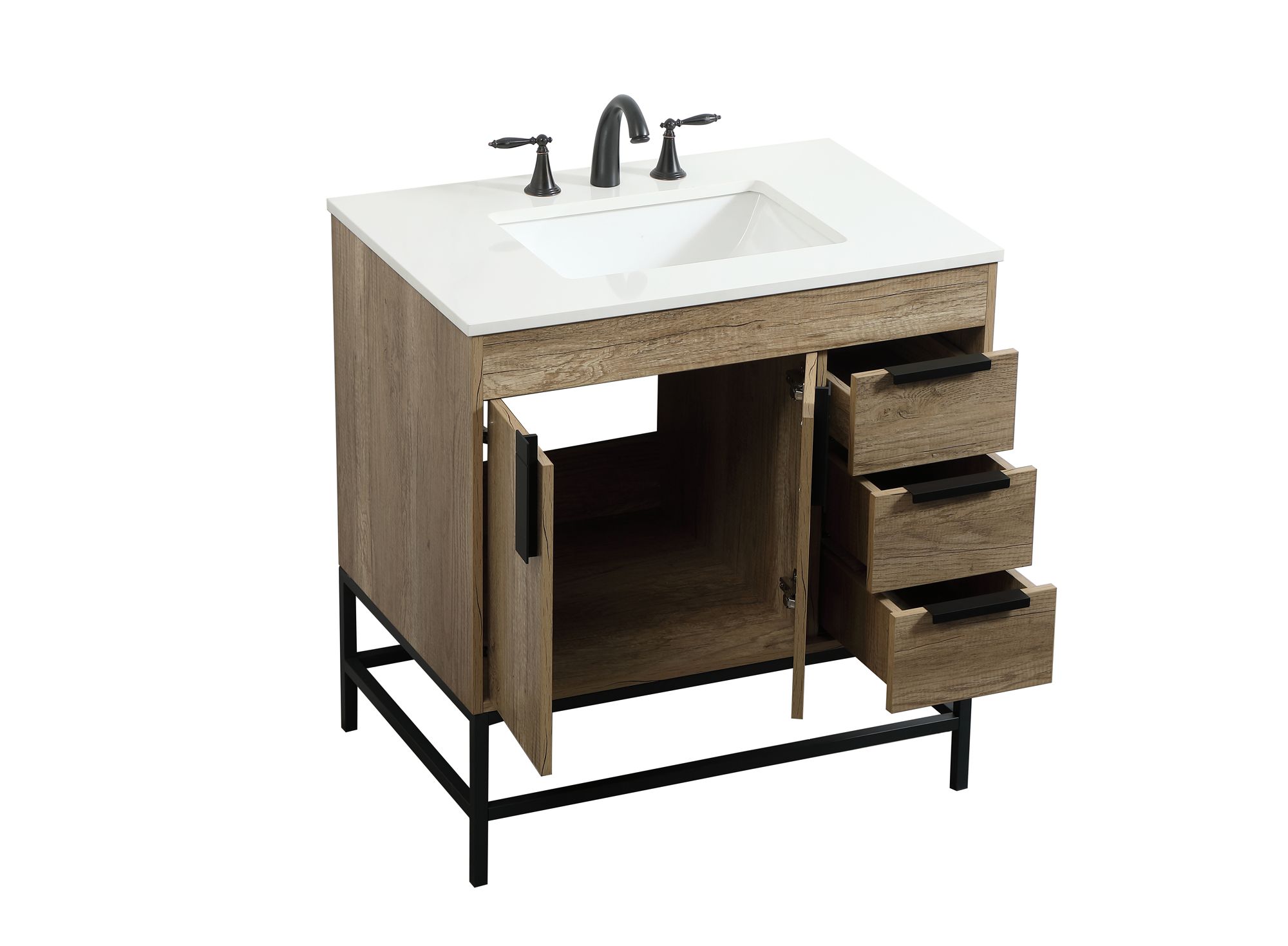 32 Inch Single Bathroom Vanity In Natural Oak