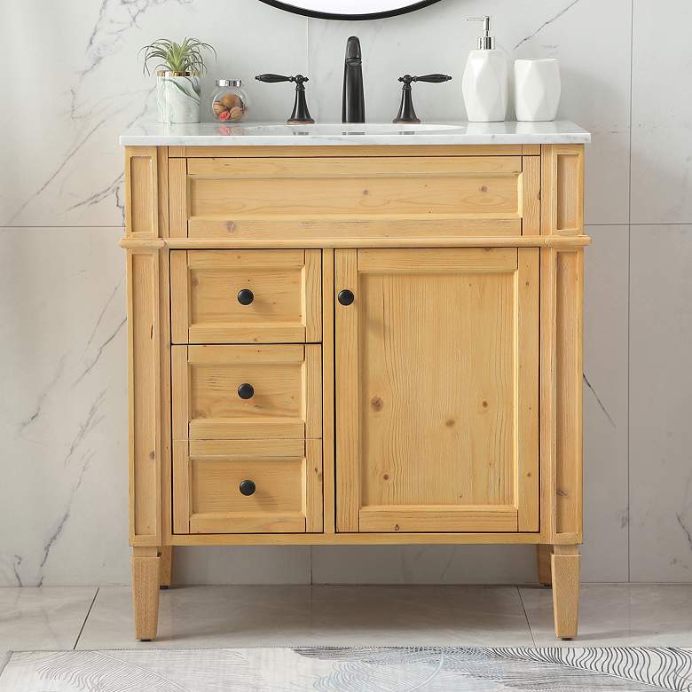 Image 1 32 Inch Single Bathroom Vanity In Natural Wood