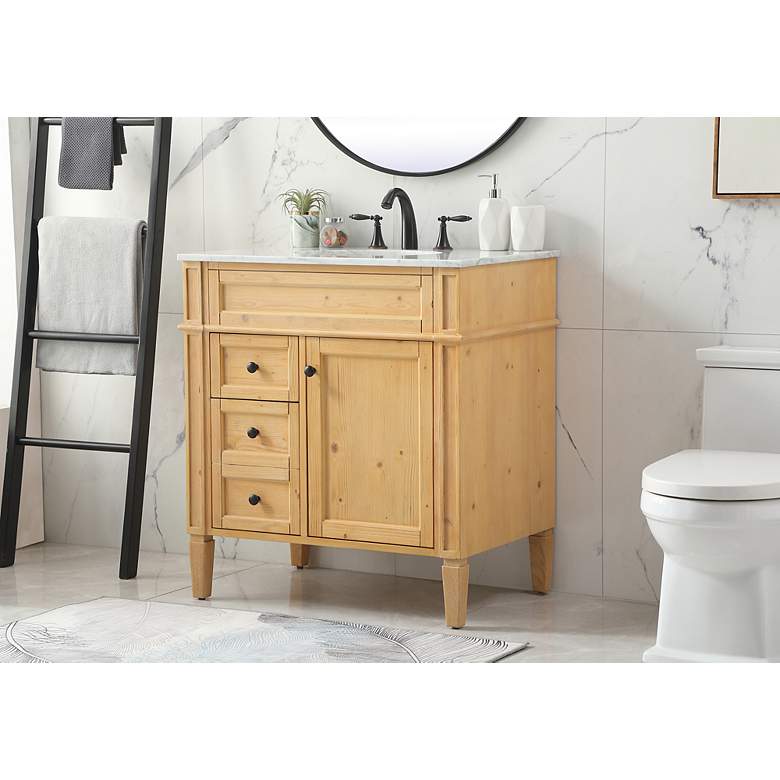 Image 4 32 Inch Single Bathroom Vanity In Natural Wood more views
