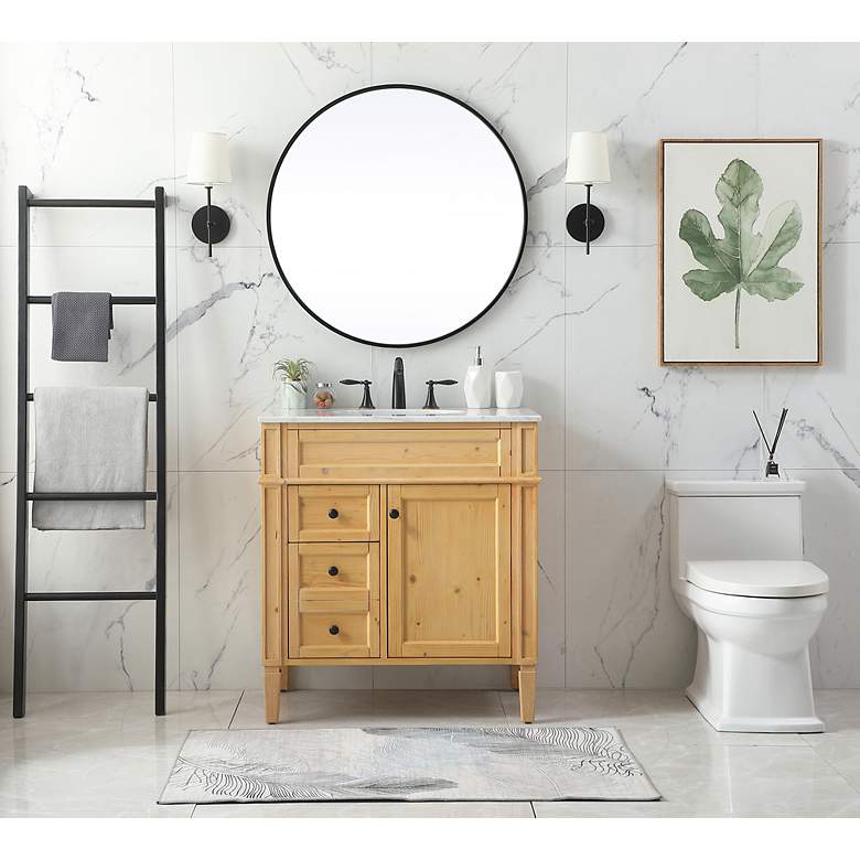 Image 6 32 Inch Single Bathroom Vanity In Natural Wood more views