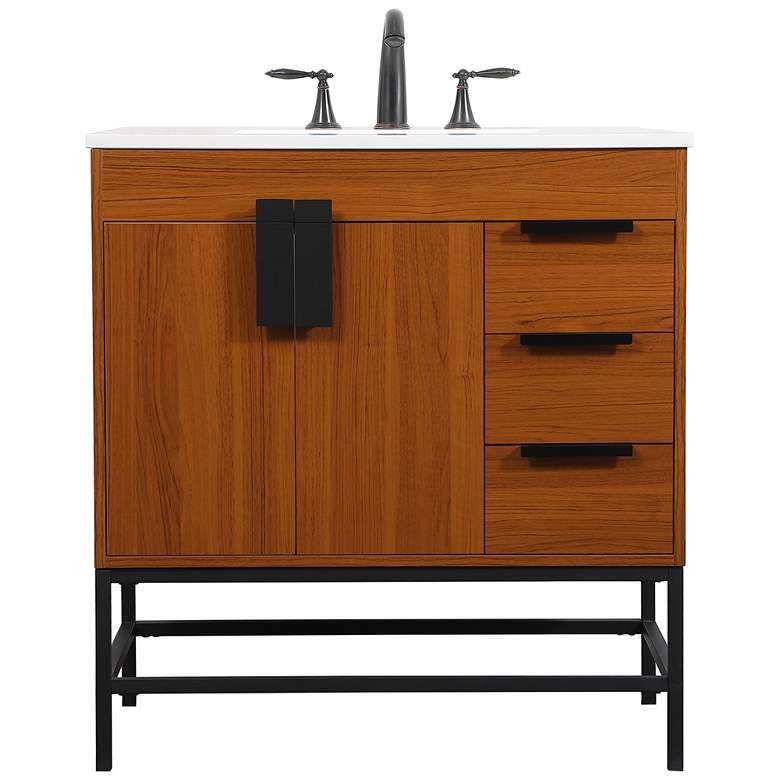 Image 1 32 Inch Single Bathroom Vanity In Teak