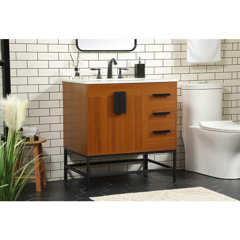 Image 4 32 Inch Single Bathroom Vanity In Teak more views