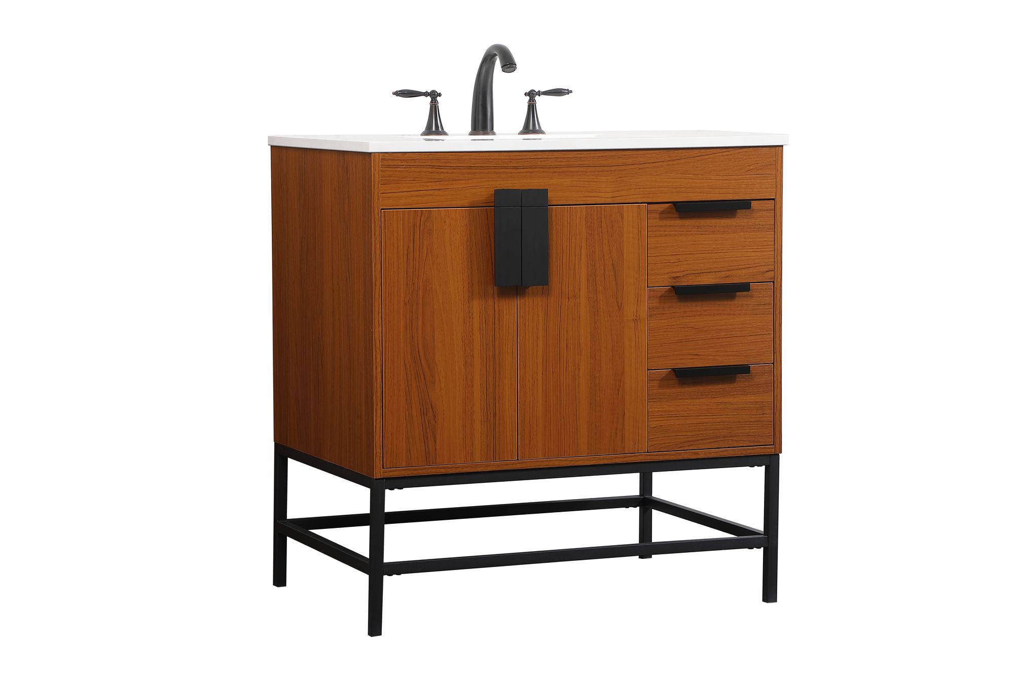 32 Inch Single Bathroom Vanity In Teak