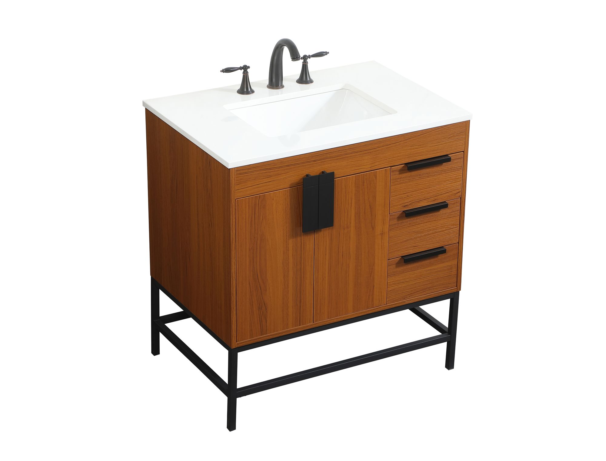 32 Inch Single Bathroom Vanity In Teak
