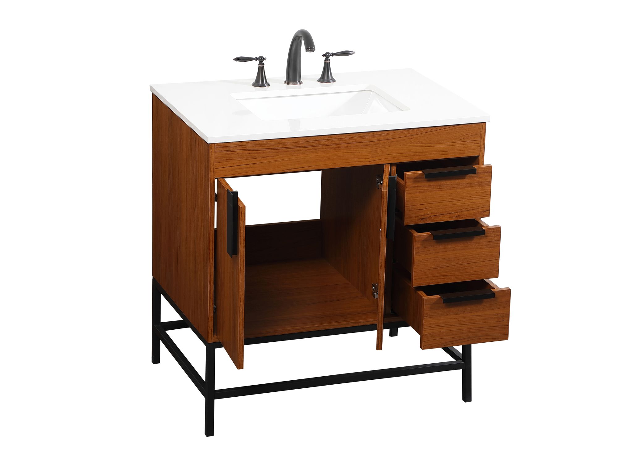32 Inch Single Bathroom Vanity In Teak