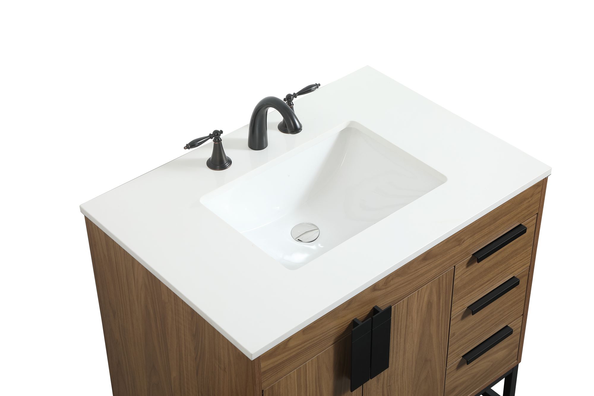 32 Inch Single Bathroom Vanity In Walnut Brown