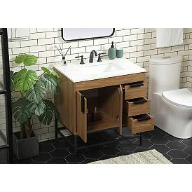 Image5 of 32 Inch Single Bathroom Vanity In Walnut Brown more views