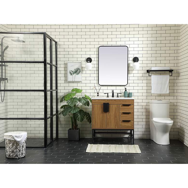 Image 6 32 Inch Single Bathroom Vanity In Walnut Brown more views