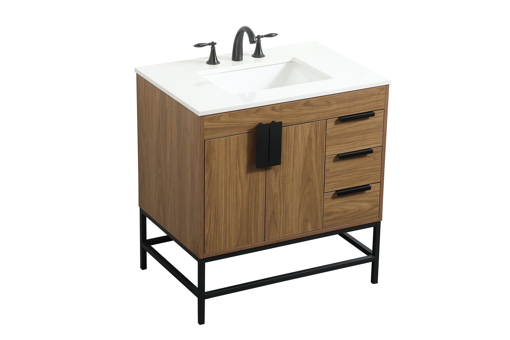32 Inch Single Bathroom Vanity In Walnut Brown