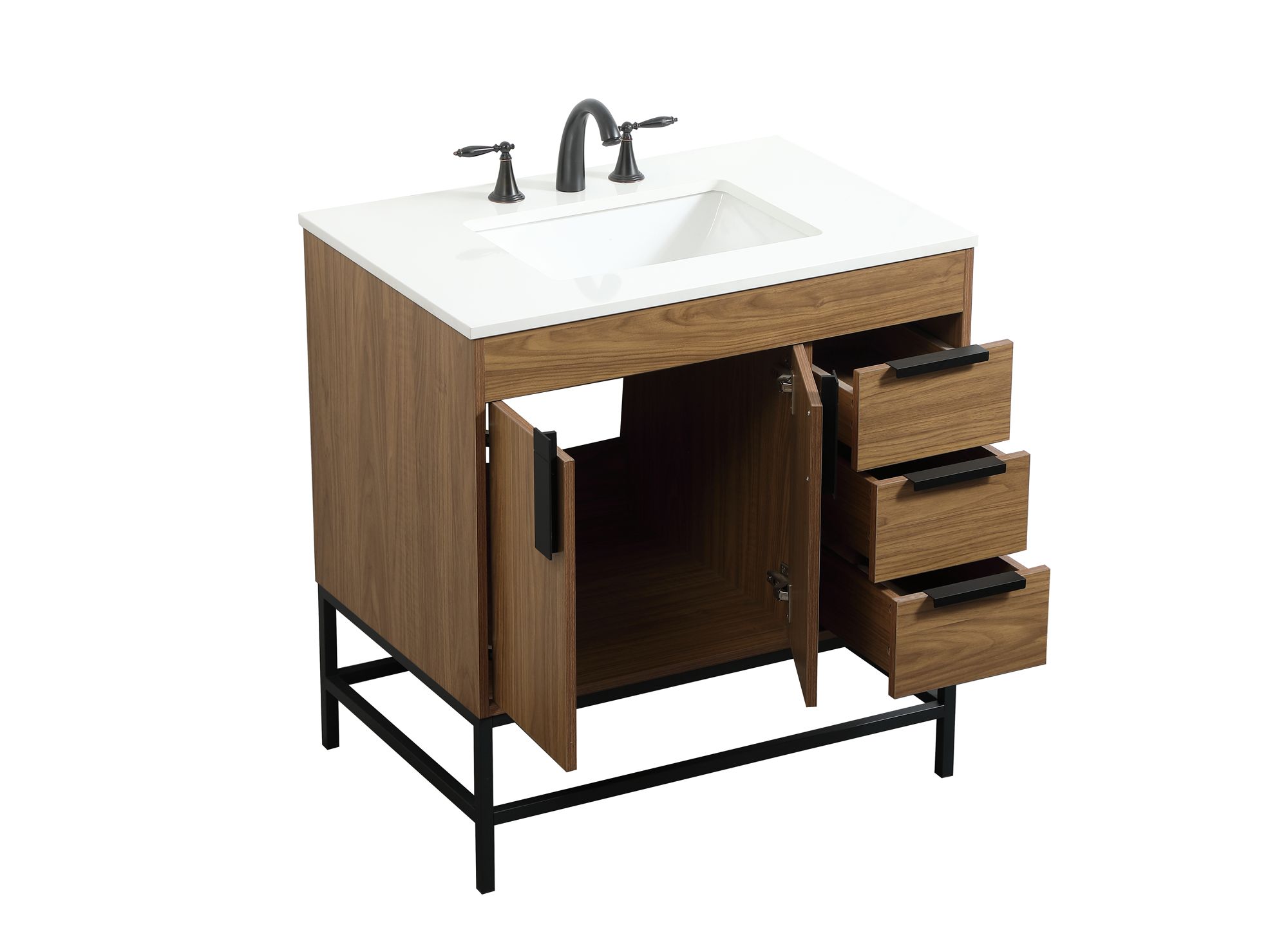 32 Inch Single Bathroom Vanity In Walnut Brown