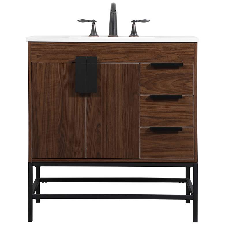 Image 1 32 Inch Single Bathroom Vanity In Walnut