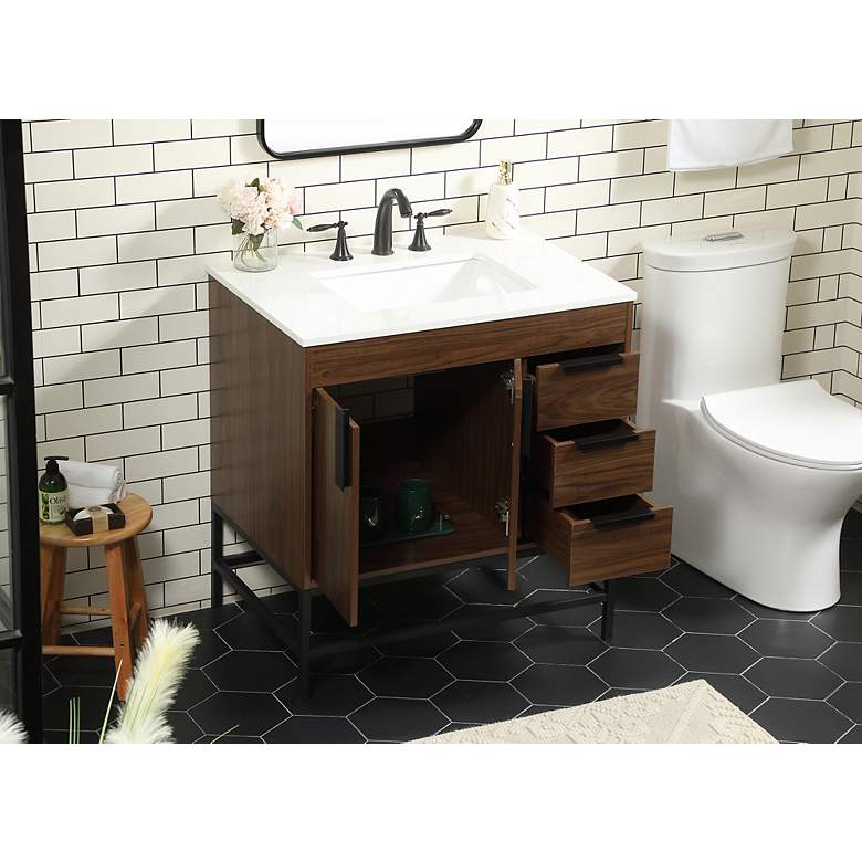 Image 5 32 Inch Single Bathroom Vanity In Walnut more views