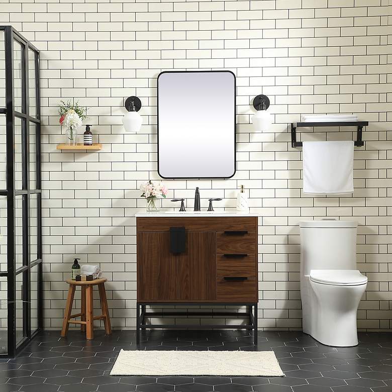 Image 6 32 Inch Single Bathroom Vanity In Walnut more views