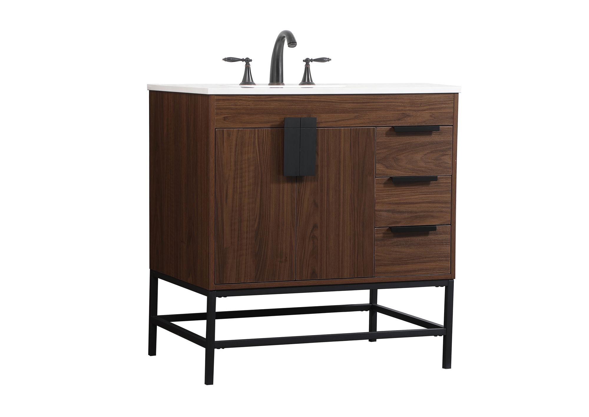 32 Inch Single Bathroom Vanity In Walnut