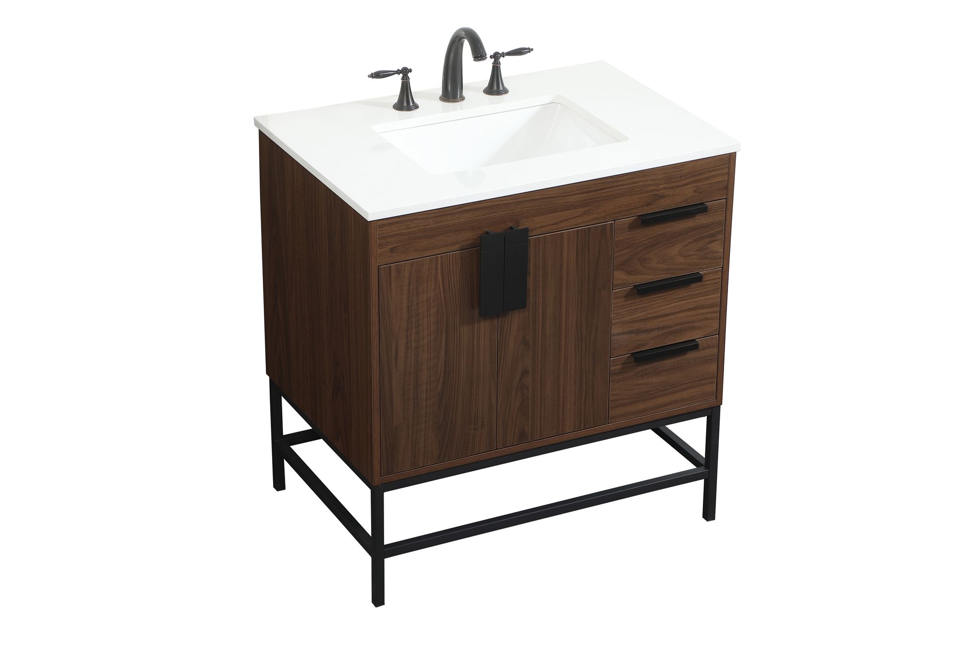 32 Inch Single Bathroom Vanity In Walnut