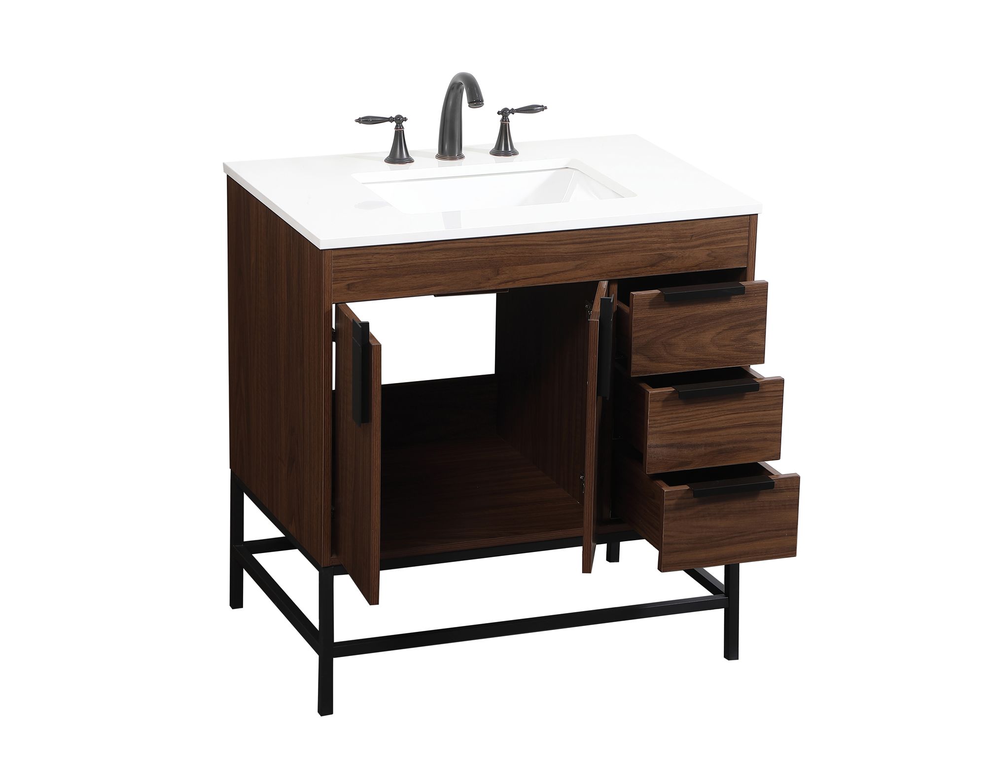 32 Inch Single Bathroom Vanity In Walnut