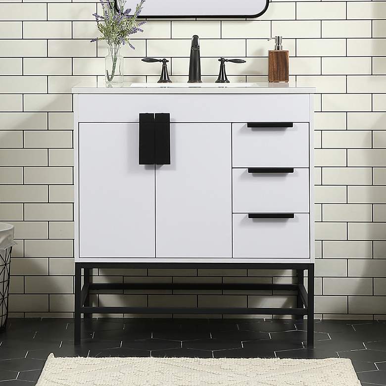 Image 1 32 Inch Single Bathroom Vanity In White