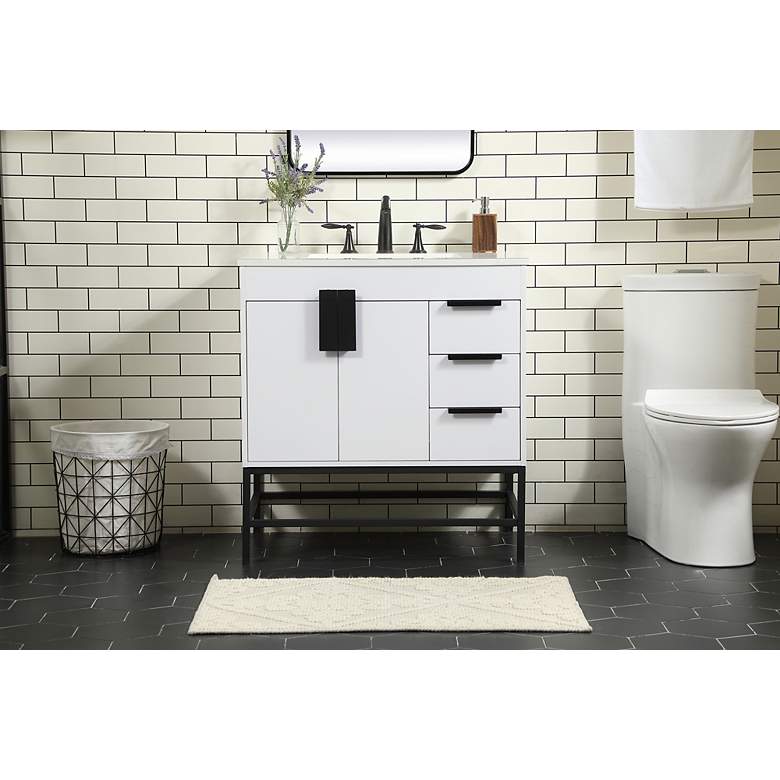 Image 3 32 Inch Single Bathroom Vanity In White more views