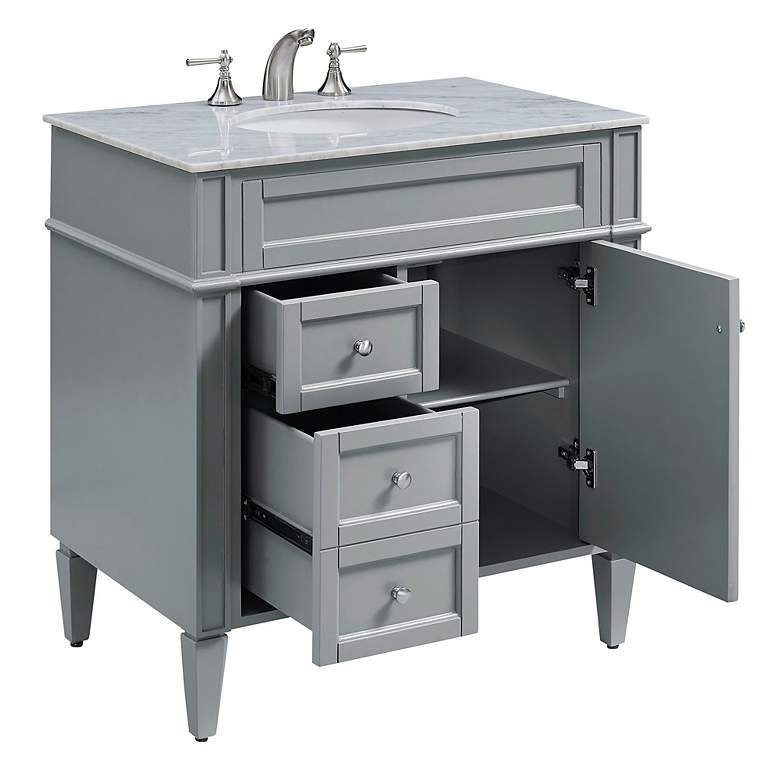 Image 3 32 Inch Single Bathroom Vanity Set In Grey more views